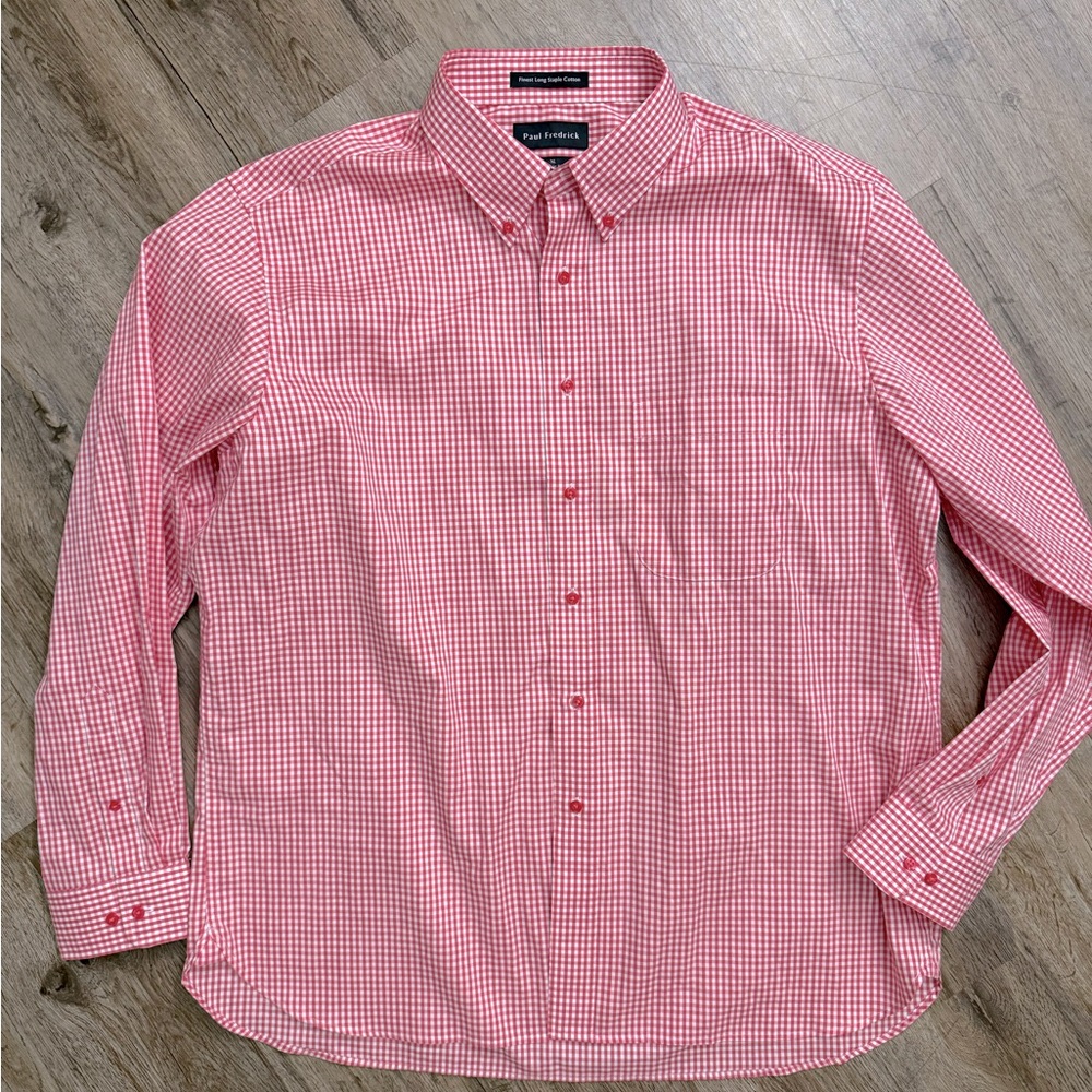 Paul Fredrick • Pink Gingham Casual Shirt